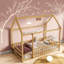 Lits en bois rustique de taille simple, structure en pin avec toit de maison, idéal pour la maison