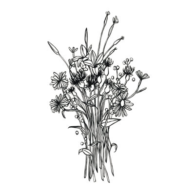 «Black & White Bouquet I» par Emma Scarvey, reproduction d'art sur toile