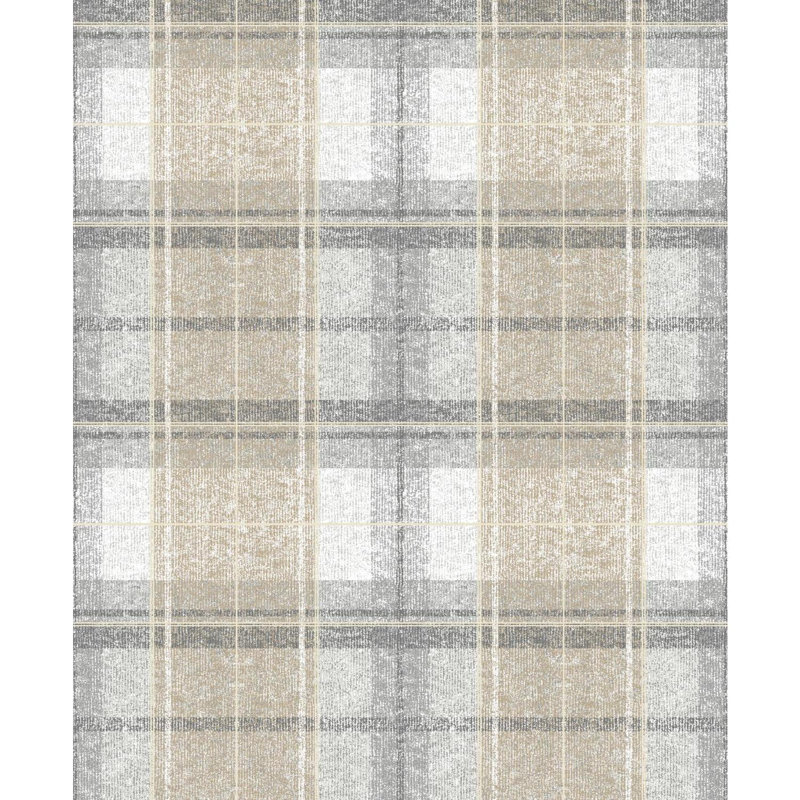 Doreen Peel & Stick Vinyl Plaid Wallpaper Roll, Gray