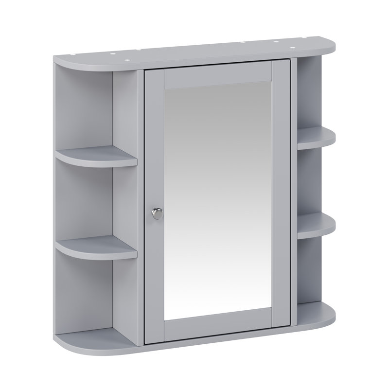 Bathroom Wall Medicine Cabinet with Mirror & Adjustable Shelves, Gray