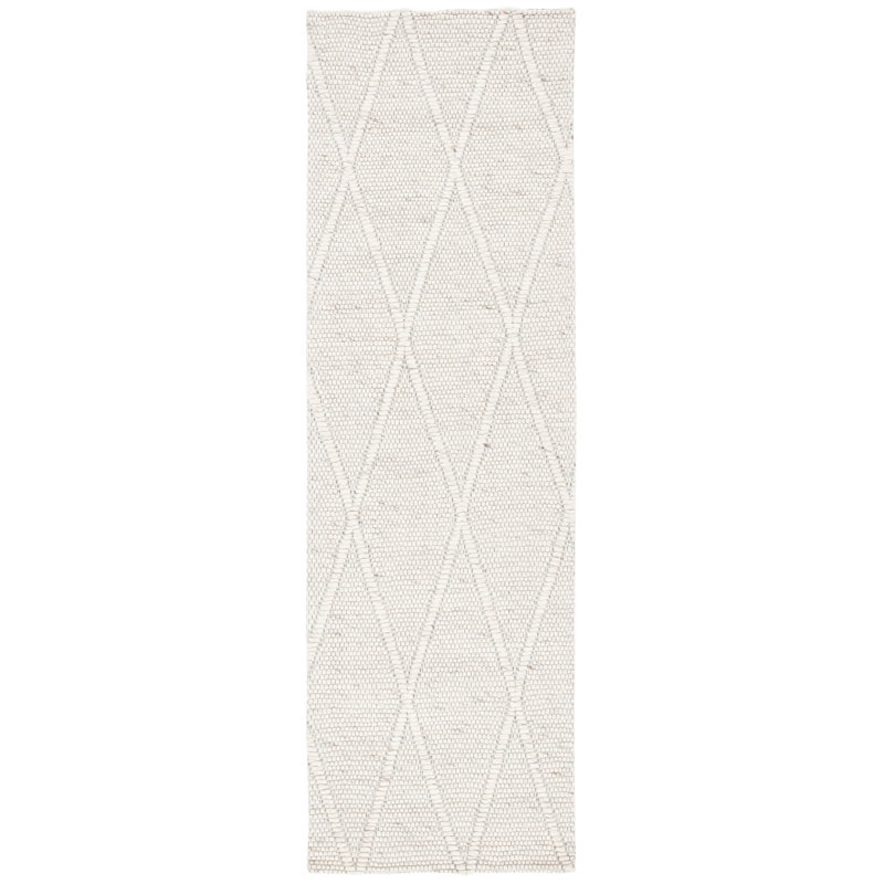Saco Geometric Handmade Flatweave Ivory Area Rug, Runner 2'3" x 8'