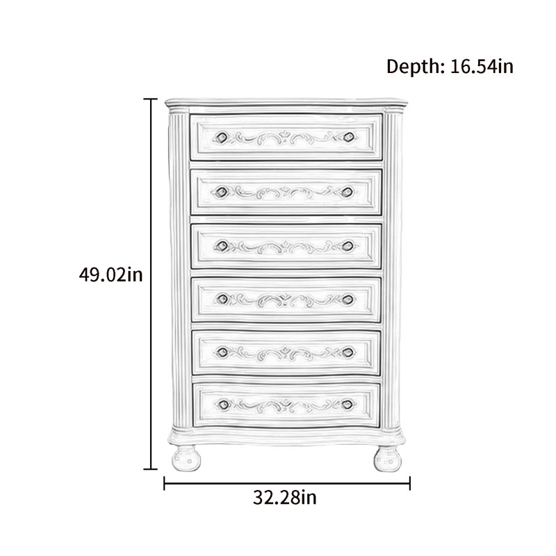 Chic Mediterranean-Inspired 6-Drawer Accent Chest