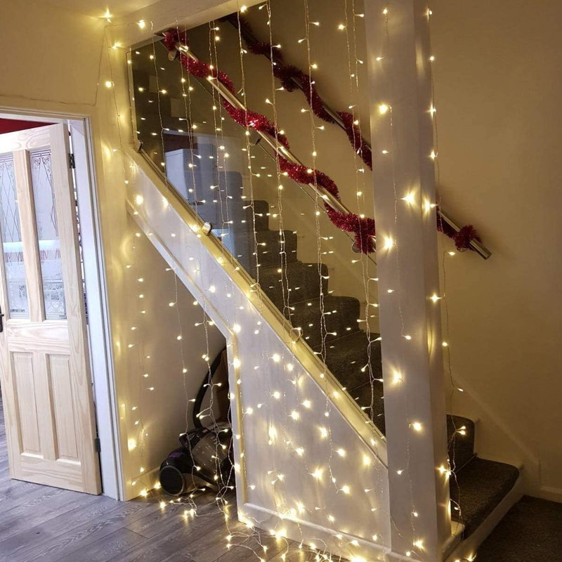 Abdulshakur 9.8Ftx 9.8Ft Window Curtain String Light Waterproof 300 LED Fairy Lights Remote Control, Warm White