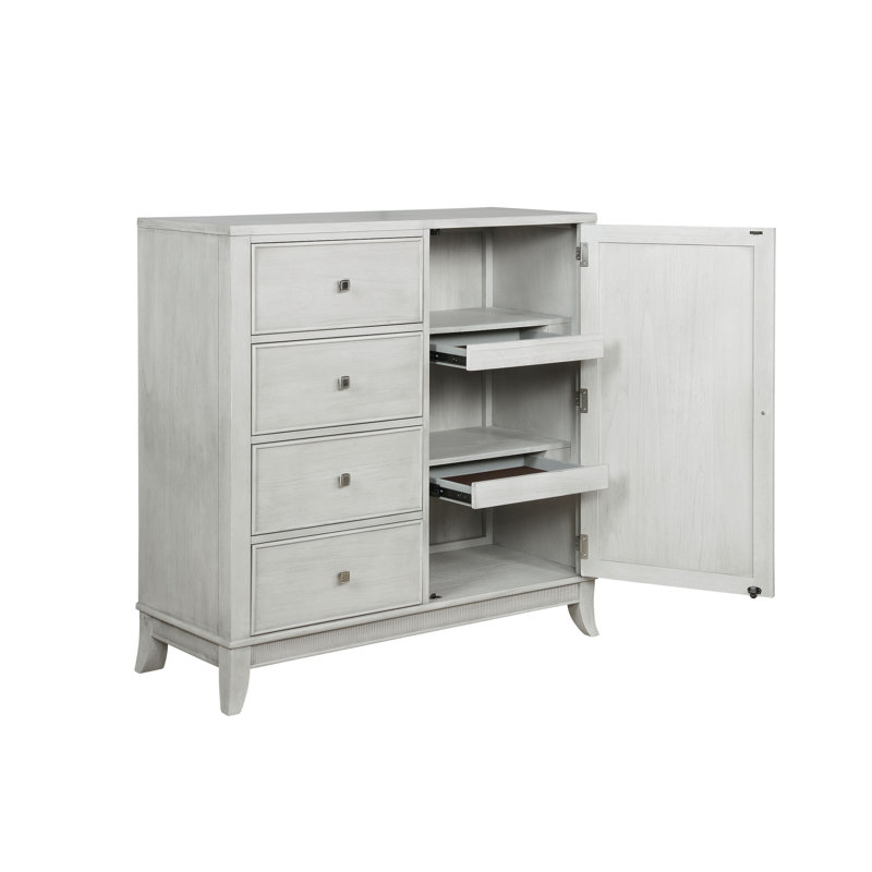 Commode combinée 4 tiroirs Verla, Blanc
