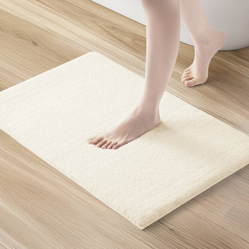 Marshmallow Cream Rectangle Quick Dry 20x30'' Bath Rug with Non-Slip Backing, Rectangle- 30" L x 20" W, Cream