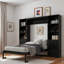 Lit escamotable en bois avec tablettes et armoires de rangement
