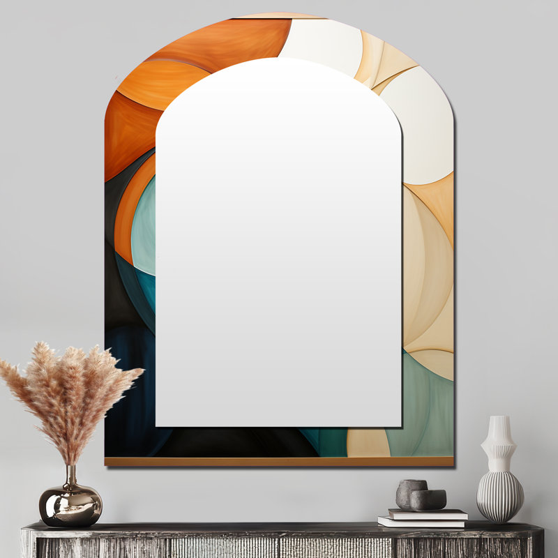 Miroir mural orange Mid Century Organic Harmony I - Mid-Century, 43 po x 33 po