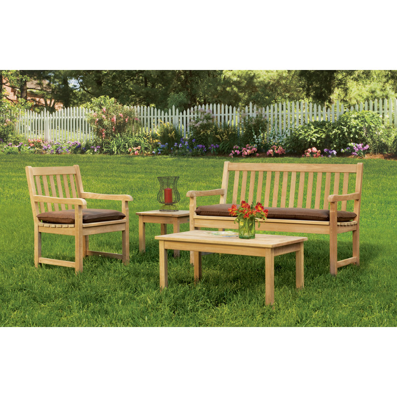 Ensemble de conversation canapé avec coussins 4 pièces Jordynn Classic Sunbrella, Noyer Dupione