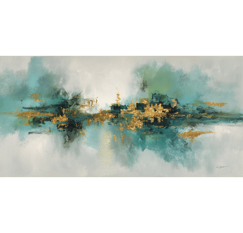 Art mural toile sarcelle Horizon Glow, H 24 po x l 48 po x P 1,5 po
