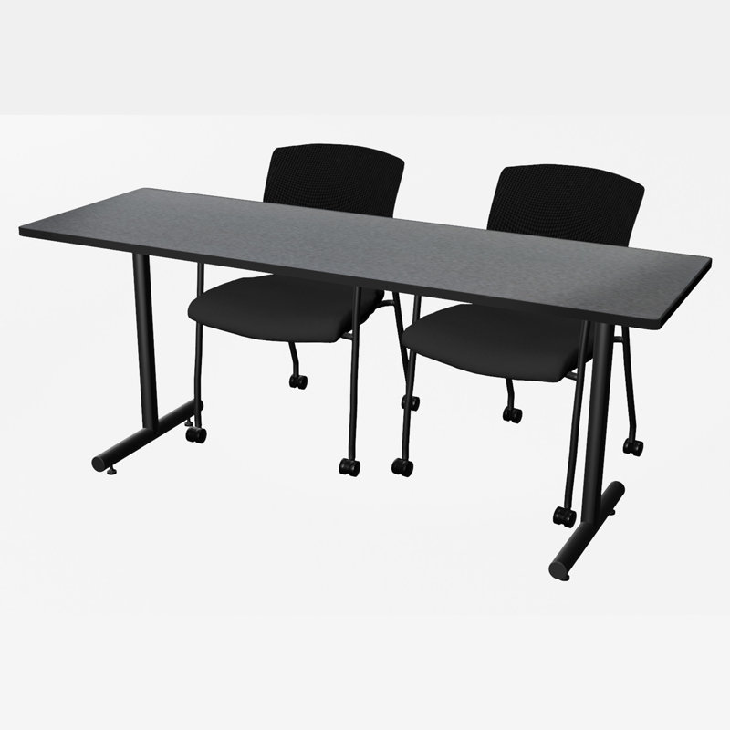 Table de formation à base en T 84 x 24 po Inbox Zero Kobe - 2 chaises Knight, Gris, H 29 po x L 72 po x l 24 po