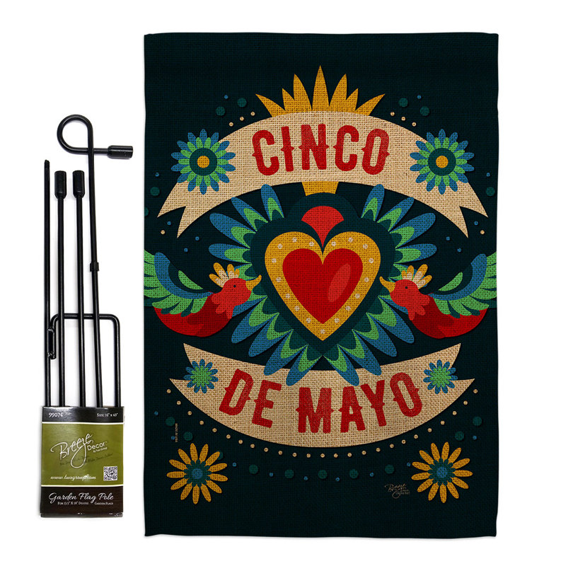 Double Sided 222'' H x 156'' W Polyester Cinco De Mayo Flag Set