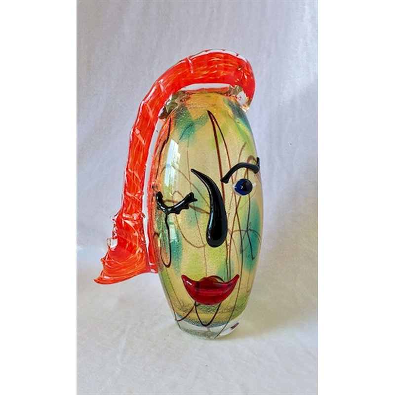 Multicolore vase de table en verre 12,5 "