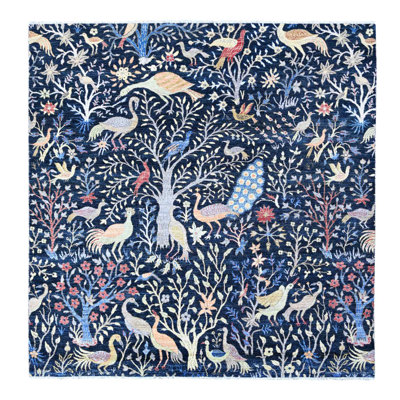 Verville One-of-a-Kind 8' X 8' New Age Square Wool Area Rug Blue