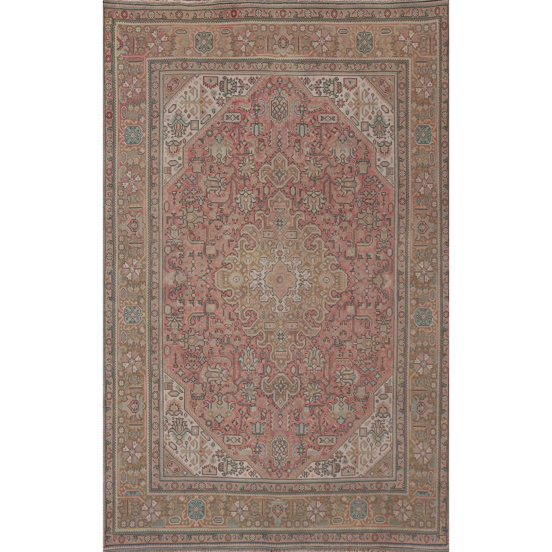 Tapis rose géométrique traditionnel 6 x 9