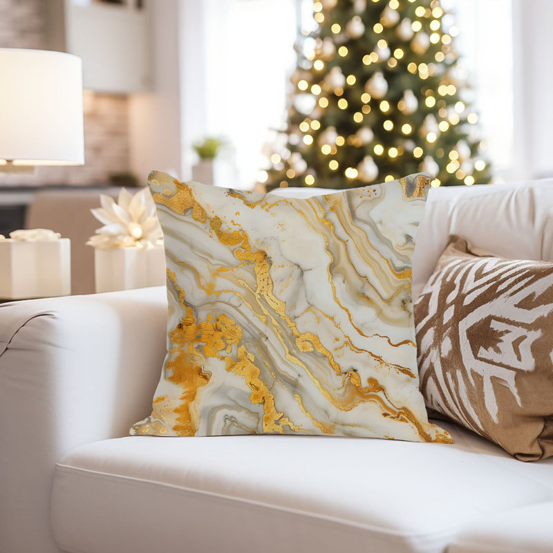 Abstract Golden Geode Crystals Marble XVIII Modern