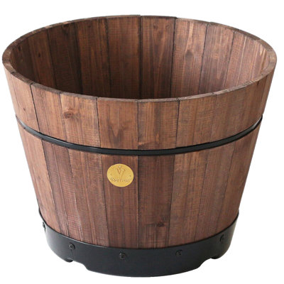 Wood Barrel Planter