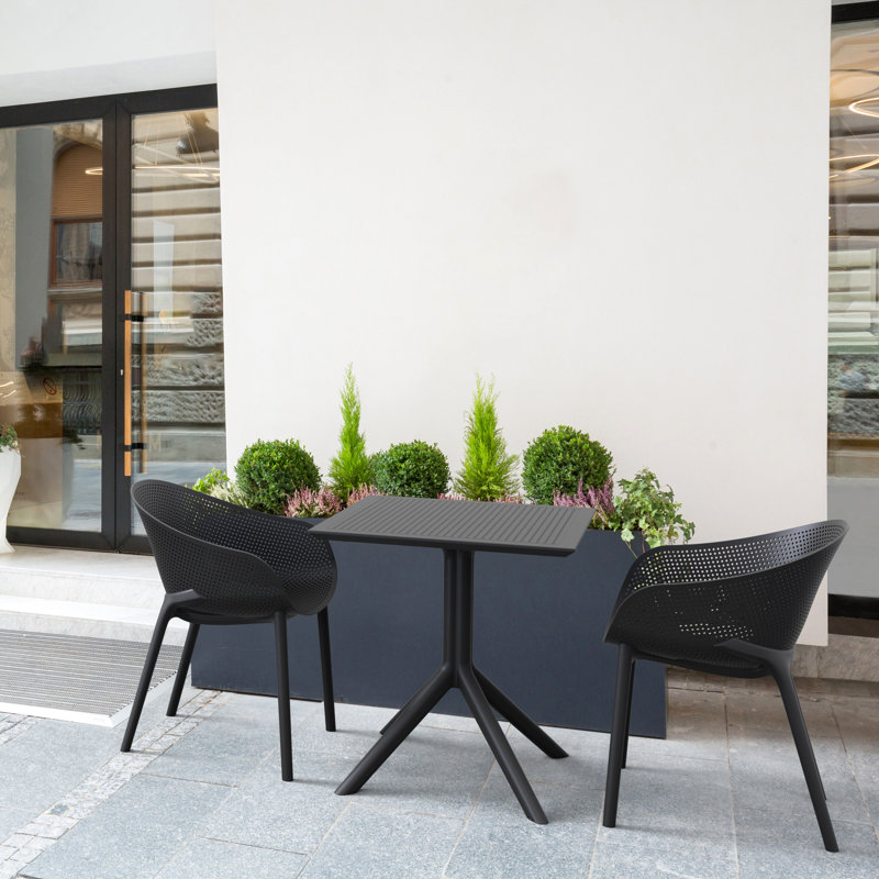 Farrah Stacking Patio Dining Armchair, Black