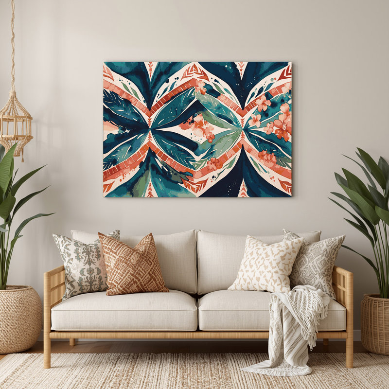 Art mural hawaïen avec motifs en métal bleu, H 11 po x l 14 po