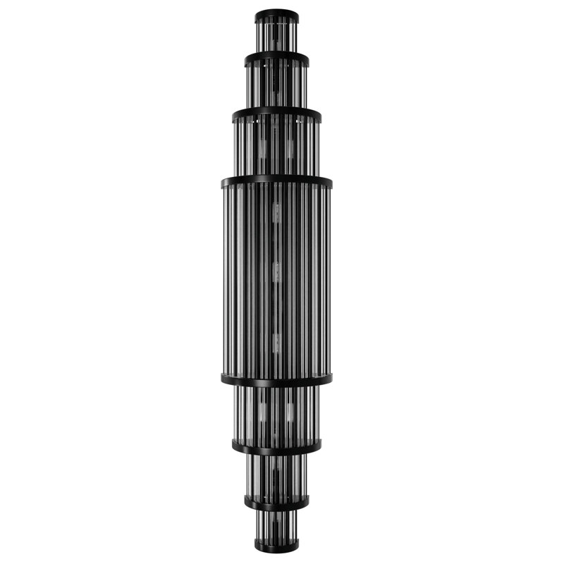 Waldorf Metal And Glass Rod Wall Sconce, 38" H x 8" W x 4" D, Matte Black