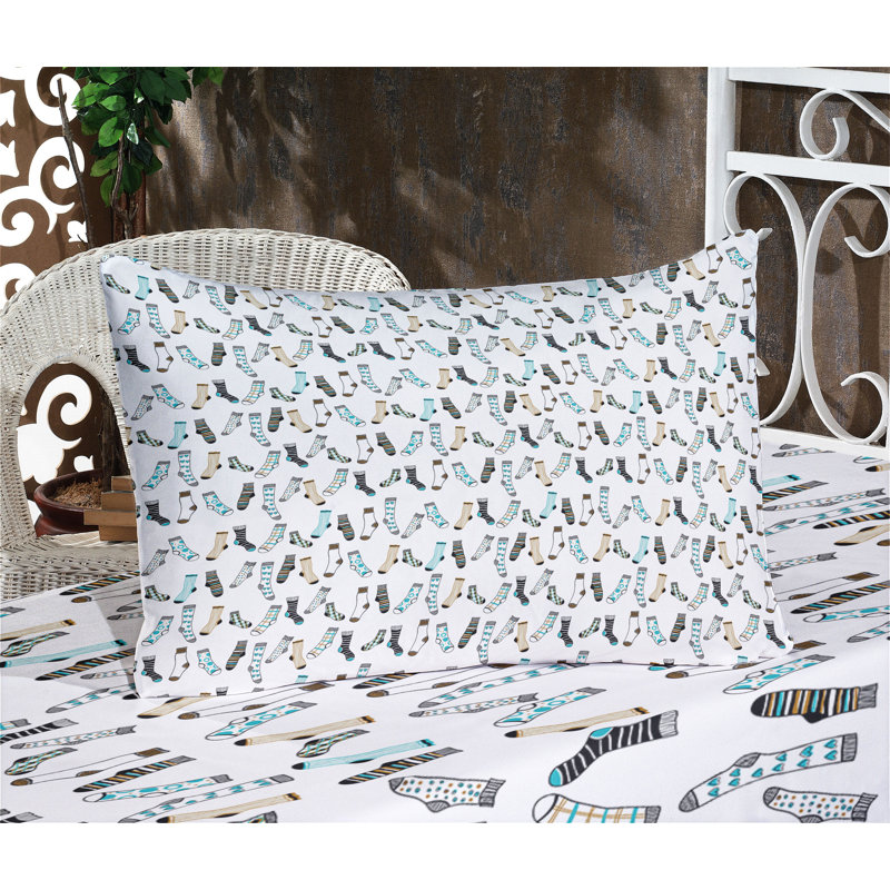 Ensemble de draps et taies décoratives Ambesonne, bleu foncé / beige, Ensemble de draps pour très grand lit californien