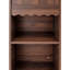 Table de chevet haute en noyer avec bibliothèque, porte vitrée, étagères ouvertes et 2 tiroirs pour petites chambres
