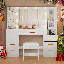 49.2" Makeup Vanity With 8 Drawers & Power Outlet And Glass Top 