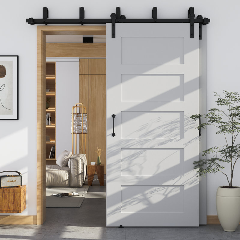 Matte Black Double Bypass Barn Door Hardware Kit