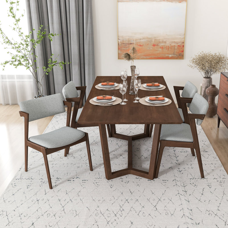 Ensemble de salle à manger en bois massif eucalyptus pour 4 personnes Khaydin