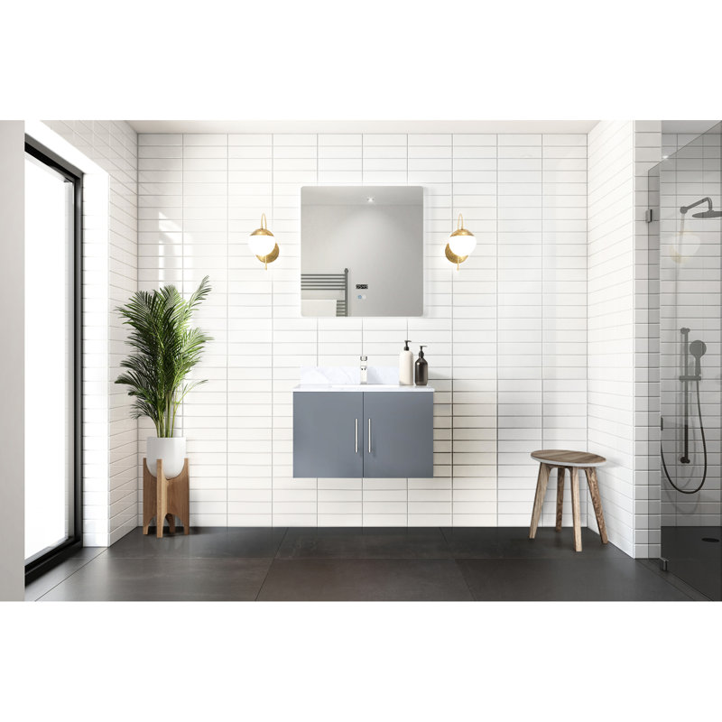 30 po L x P 22 po. Meuble-lavabo gris foncé avec miroir à DEL - beaucoup de rangement intérieur entièrement assemblé
