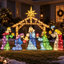Crèche de Noël 62 "avec 250 lumières DEL, présentoir de Noël 5 pièces