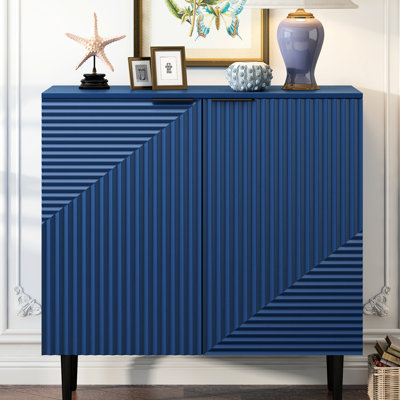 Mirod Modern Minimalist Side Cabinet With Adjustable Shelves And Stylish Geometric Door Design For Versatile Home Storage