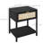Boho Bedside Table with Drawer, Open Shelf and Rattan Element Black