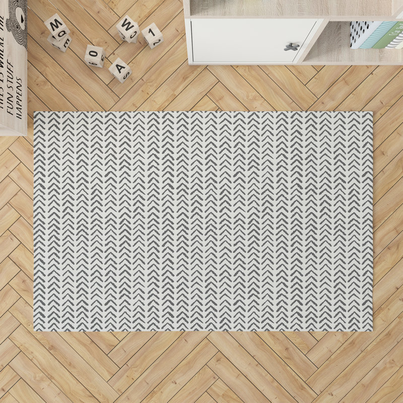 Tribe Way Activity Mat, Rectangle 5' x 7', Ivory/Charcoal