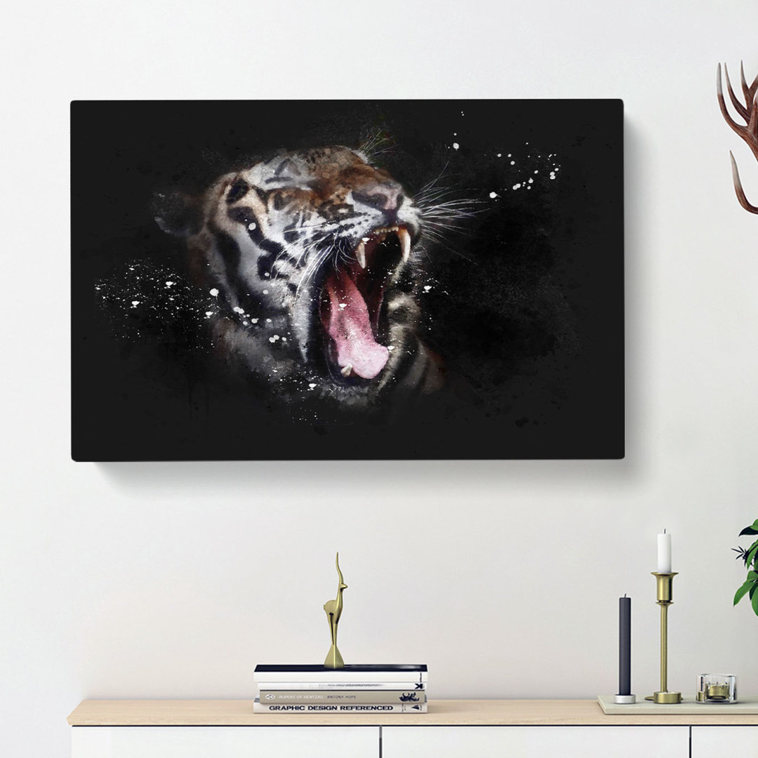 A Yawning Tiger - Wrapped Canvas