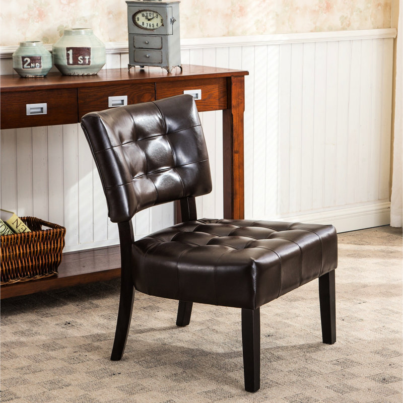 Fauteuil contemporain en cuir mélangé brun avec siège surdimensionné et dossier d'appoint durable