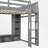 Wooden Gaming Loft Bed with Desk, Multi-Storage Shelves, LED Lights & Hanging Clothes Rack- Ideal for Bedroom, Dorm, and Home Office-1771373529-1771373528