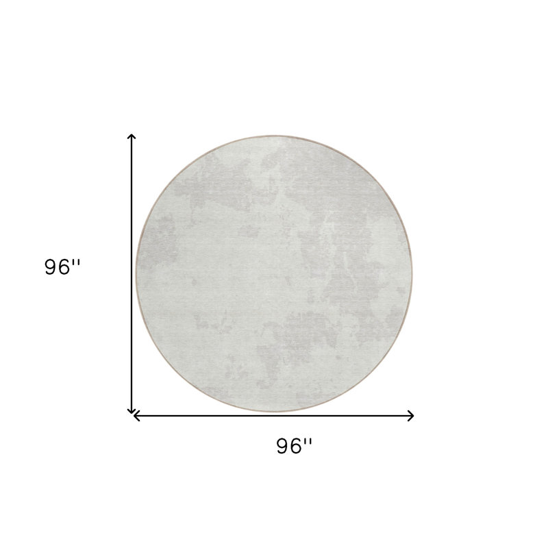 Tapis intérieur rond lavable abstrait ivoire et gris 8 pi