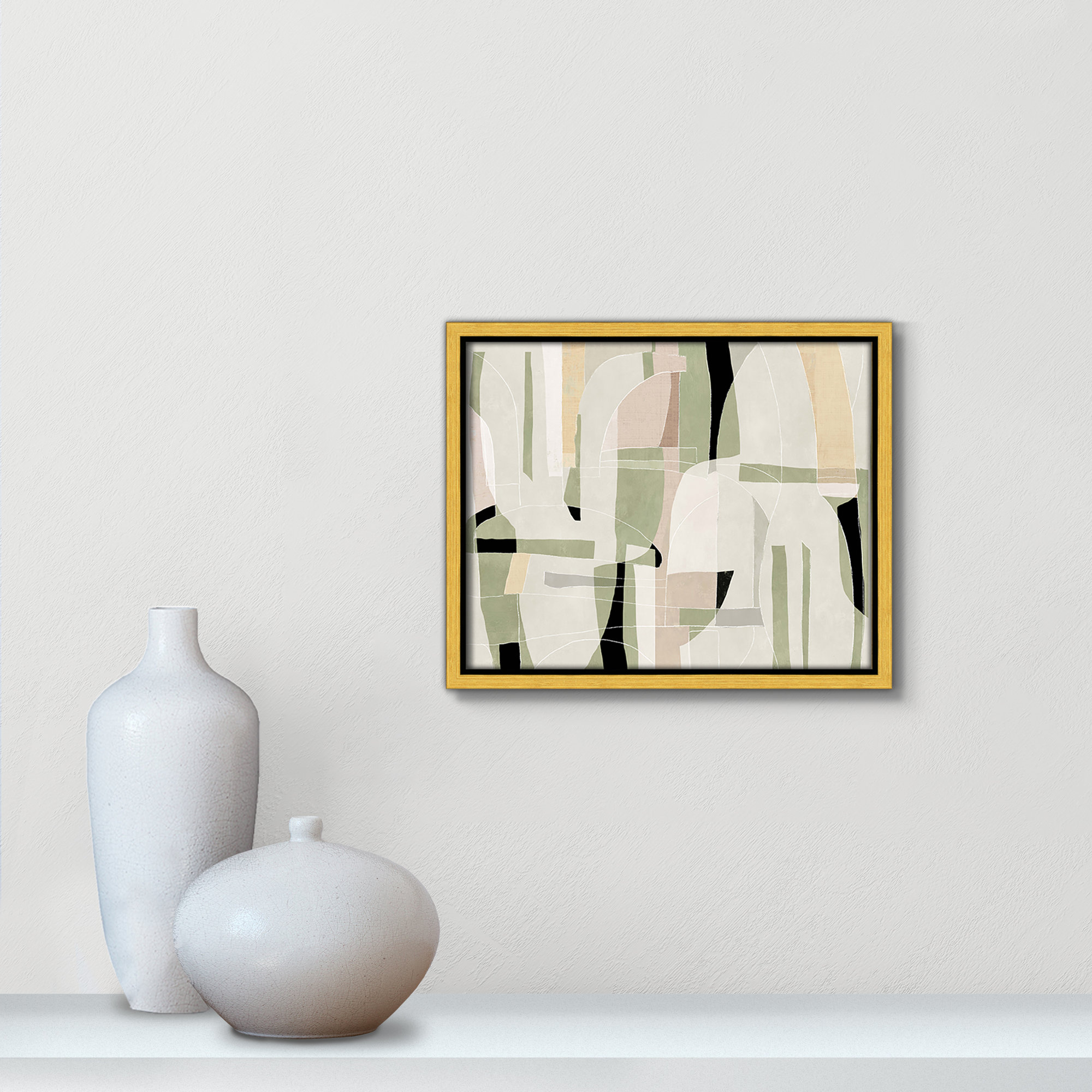 Sunny Barcelona - Floater Frame Canvas, 11.5" W x 9.5" H, Gold