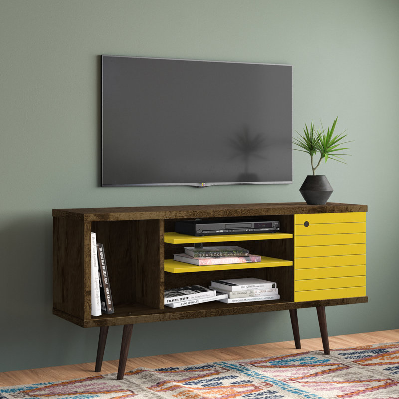 Darryl TV Stand for TVs up to 50", Rustic Brown/Yellow