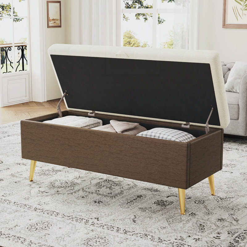Banc de rangement avec repose-pieds Modern, Beige
