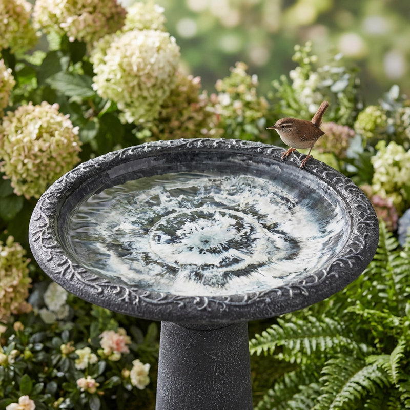 Marbled Glaze Bird Bath, Gray
