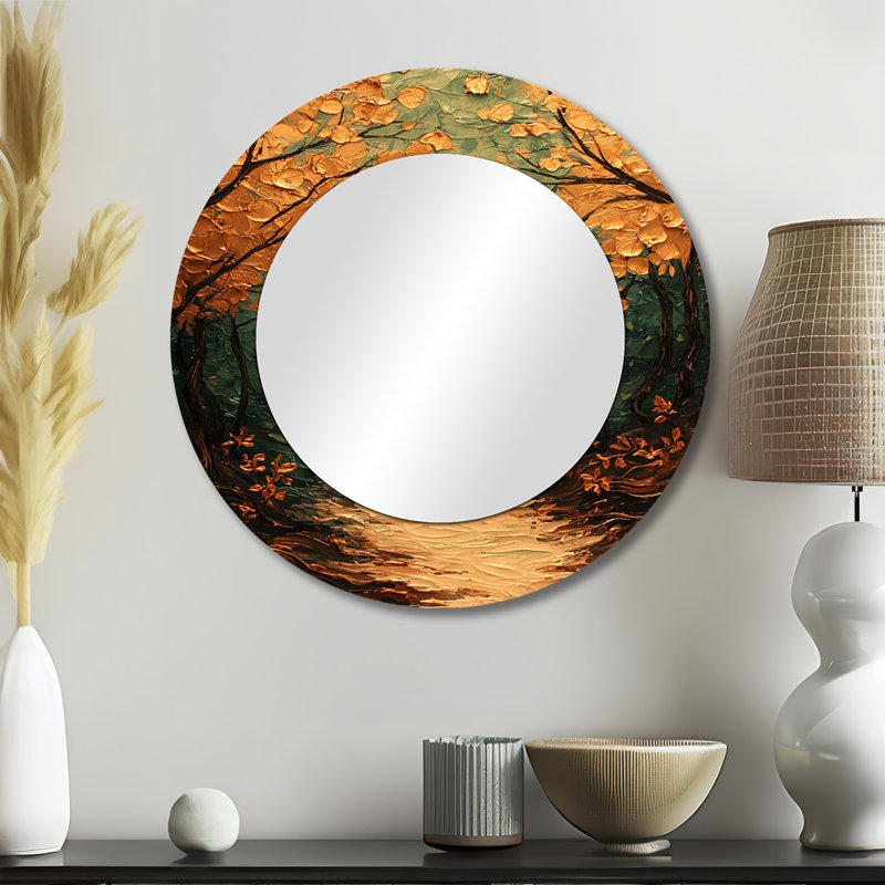 Feuilles de forêt brune, tranquillité I - Art mural miroir floral - imprimé sur métal, 23 po x 23 po