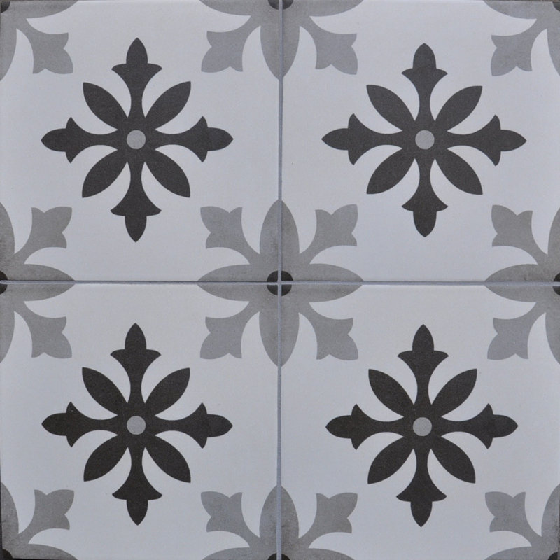 Carreau de mur et de plancher en porcelaine de style espagnol / marocain 9 po x 9 po Museum Getty, Blanc