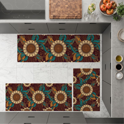 Tapis de cuisine tournesol antidérapant lavable