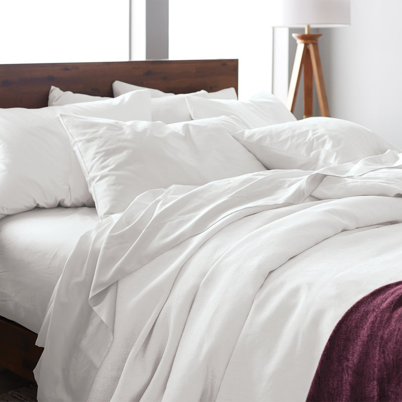 Ella Jayne Bamboo 4-Piece Sheet Set, White, Queen