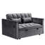 Lit en velours de 55,5 po, 31 pliables, dossier réglable, table d'appoint avec sac de rangement et coussins, lit chic gris foncé en velours, coussins cachés pour le confort du salon