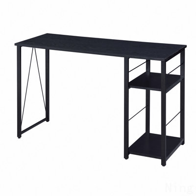 Rectangular Writing Desk, Black 2-Shelf