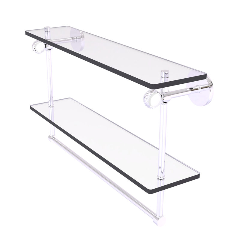 Tablette à 2 niveaux en verre Margolis, Chrome poli, H 12,8 po x l 22 po x p 5,6 po