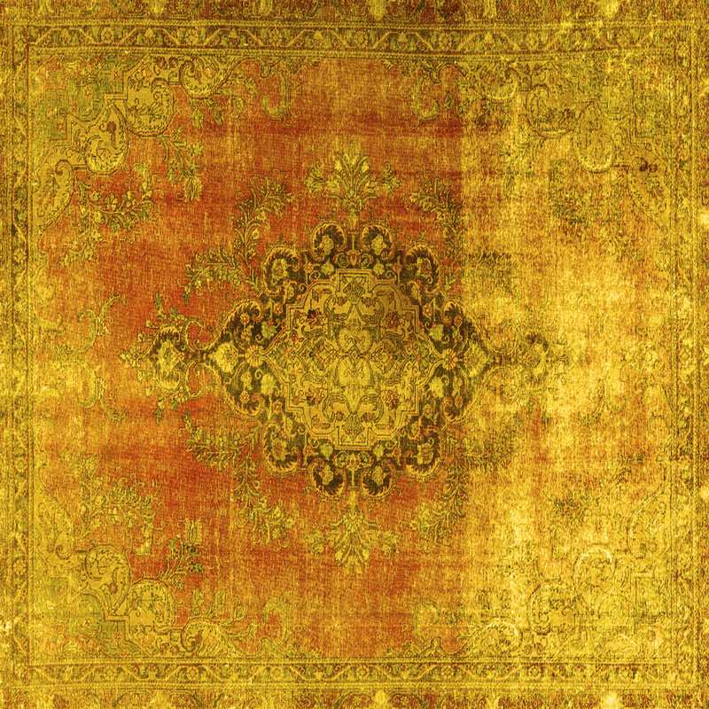 Tapis lavables en machine Merchan Traditional 3081 - jaune, Carré 8 pi