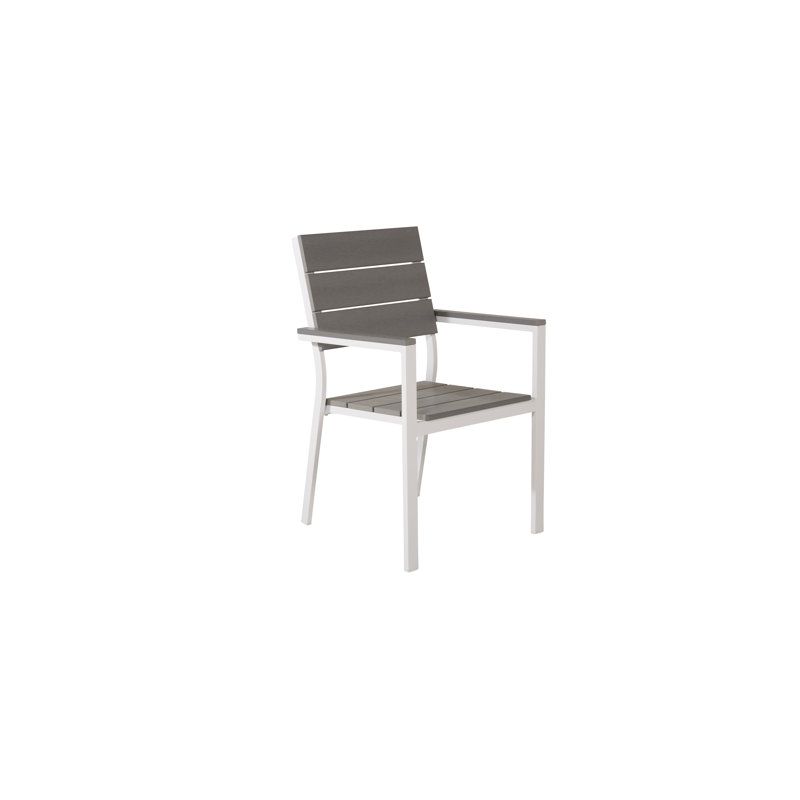 Faiyaz Patio Dining Armchair with Cushion, Grey/White